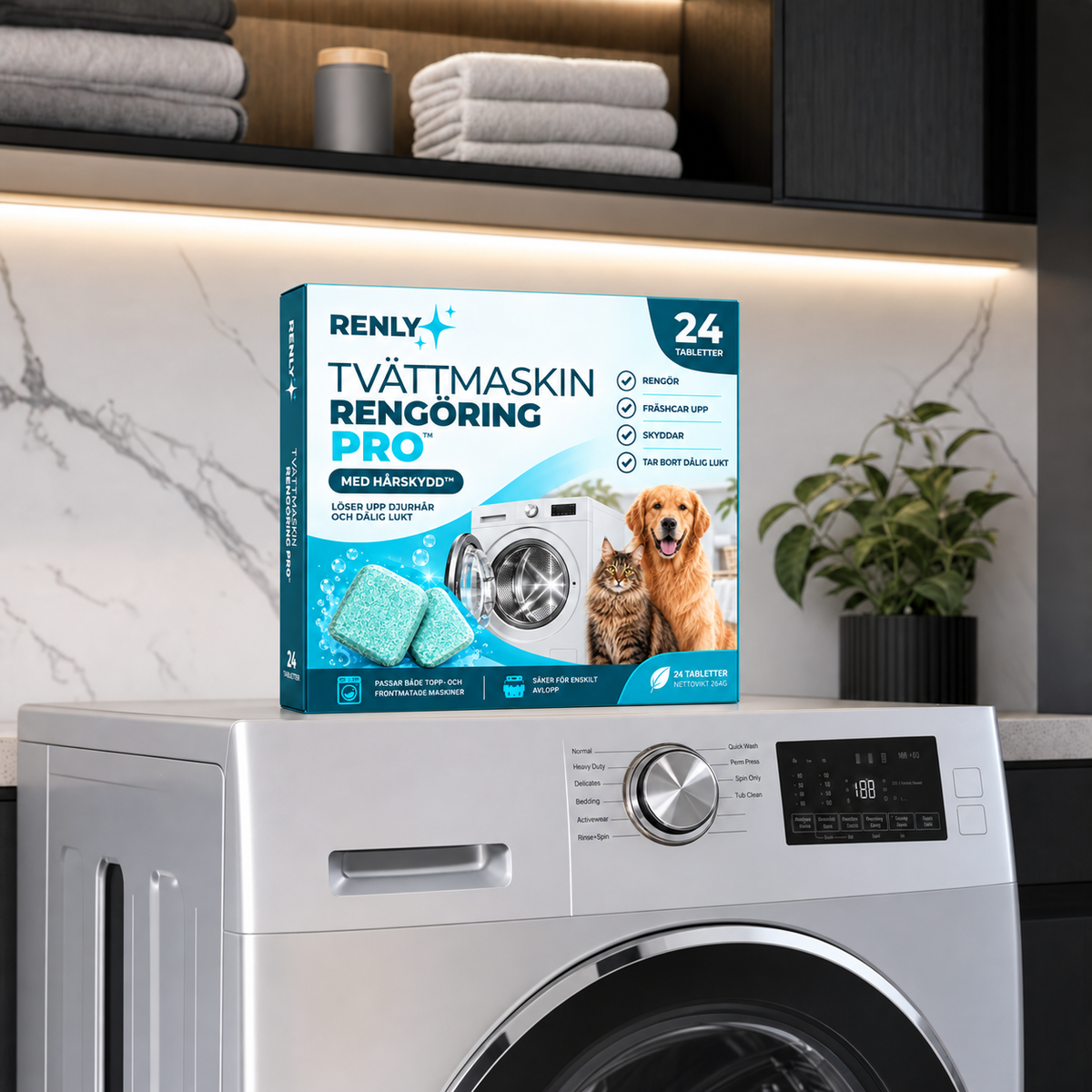 Renly-förpackning på en tvättmaskin